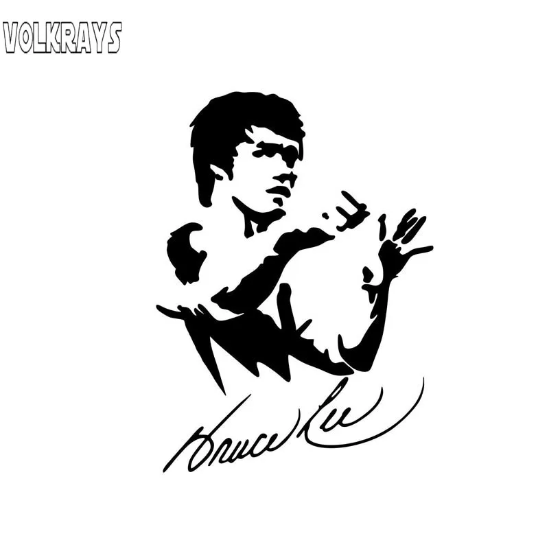 Volkrays Personality Car Sticker Bruce Lee Cartoon Art Kung Fu Accessories Reflective Vinyl Decal Black Silver 13cm 9cm Car Stickers Aliexpress