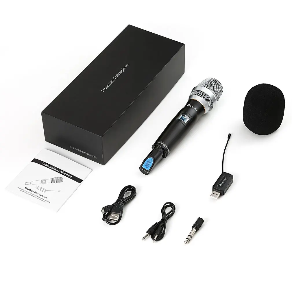 

ELEPAWL Portable V8 Handheld Wireless Microphone UHF Dynamic Cardioid Vocal Studio Recording USB Mic for Computer Karaoke