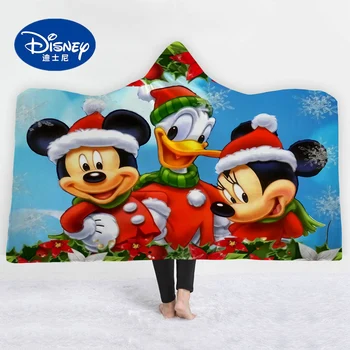 

Disney Mickey Mouse Christmas Hooded Blanket Flannel Plush Thin Quilt Sofa/bed/plane Travel Bedding Blanket In Cap Warm gifts