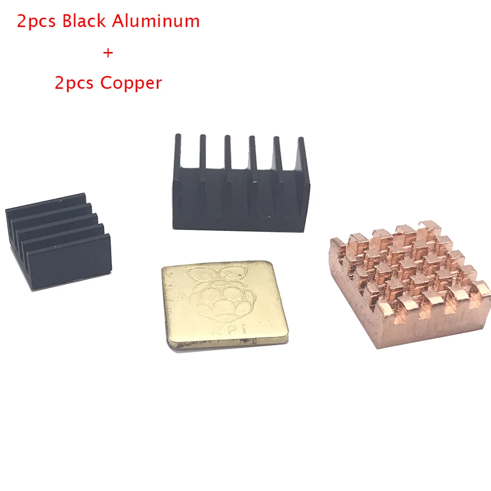 2Black 2Copper Радиатор для Raspberry Pi 4B алюминиевый кулер радиатор комплект для Raspberry Pi 4 - Комплект: 2Black 2Copper