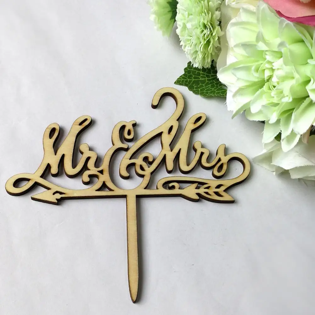 

wedding decoration Rustic Mr & Mrs Wooden Wedding Cake Toppered Celebration Anniversary Decoration Cake Toppered
