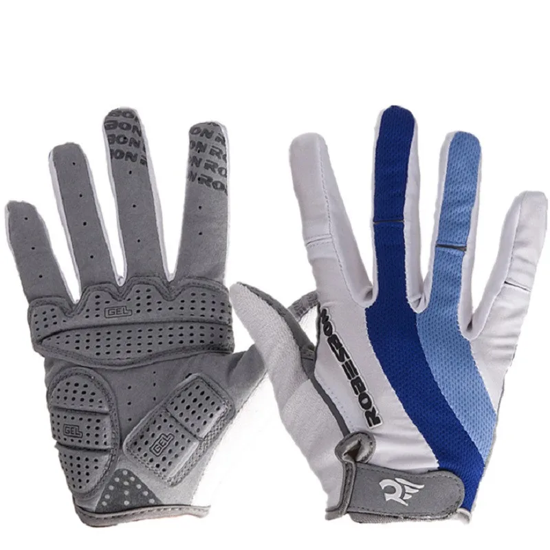 ROBESBON Велосипедный спорт перчатки полный палец анти-шок велосипедные перчатки на открытом воздухе Спорт весна осень велосипед длинные перчатки - Цвет: Blue 2