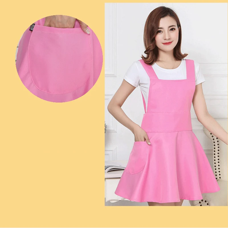 Waiter Cooking Kitchen Apron For Woman Baking Salon Hairdresser Coffee Shop Household Restaurant Bibs Pink Nail Florist Overalls