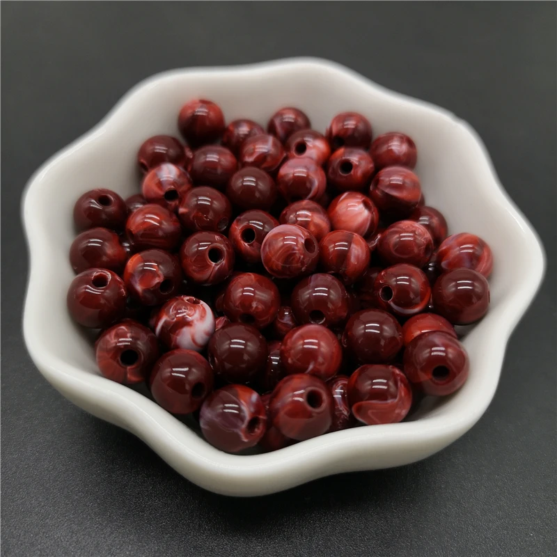 6 8 10 mm Imitation Natural Stone Round Acrylic Beads Clouds Effect Jewelry Makeing Bracelet necklace Accessory acrylic beads