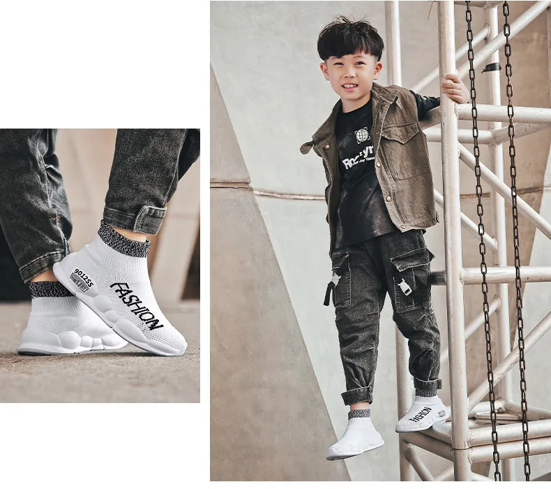PINSEN 2020 Children Shoes Boys Sneakers Fashion Light Kids Sneakers Mesh Breathable Child Socks Shoes Boys Casual Shoes (18)