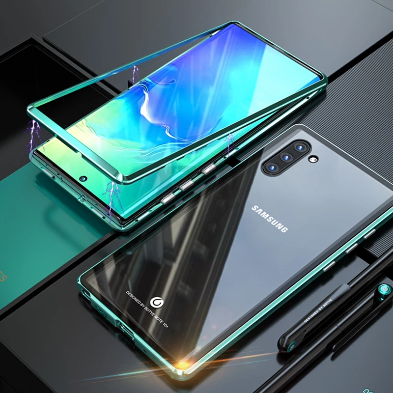 Магнитный бампер, чехол для samsung Note 10 Plus 10 Plus 9 8 Note10 S10 S9 S8 алюминиевая металлическая задняя крышка samsung Note10 Plus чехол Pro