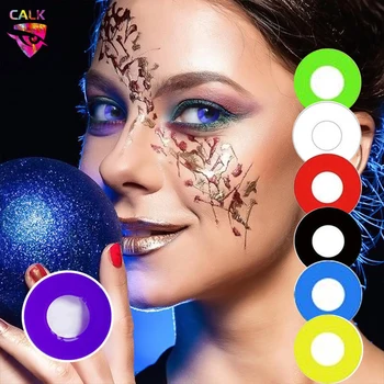

2pc Colored Contact Lenses Eye Color Cosmetic Lens Comfortable for Eyes Black Yellow Red White Circle Colorful Cosplay Halloween