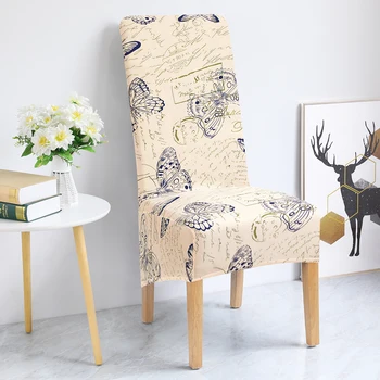 

XL Size Chair Cover Long Back King Back Big Size Chair Covers Printed With Butterflies For Hotel Party Banquet Dining Room