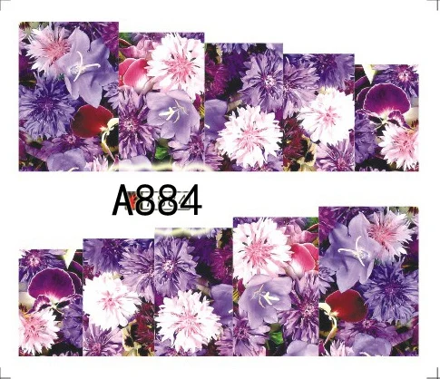 A884 Платье с цветочным рисунком дизайн! Ногти искусство маникюрный Водные Переводные картинки украшения водные переводные наклейки для ногтей - Цвет: A884