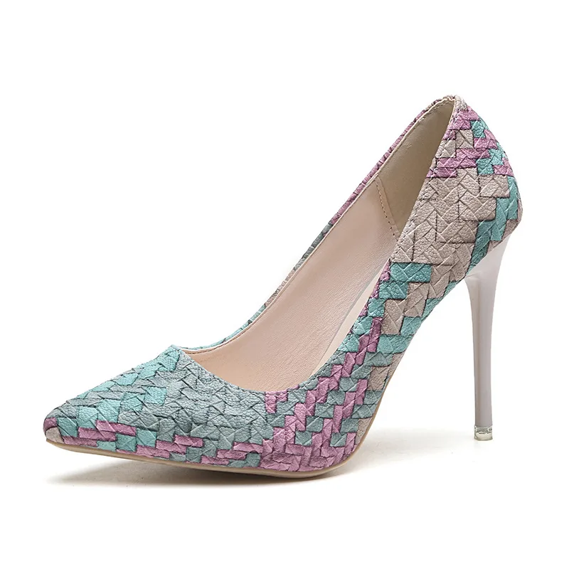 

Retro High Heel Shoes Korean-style Thin Heeled 10cm Pointed-Toe WOMEN'S Shoes Mixed Colors Shallow Mouth Single Shoes Work Shoes