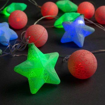 

Garland "Thread" 4 m with nozzles "Star and ball", IP20, transparent thread, 20 LED, multi glow, 8 modes, 220 V