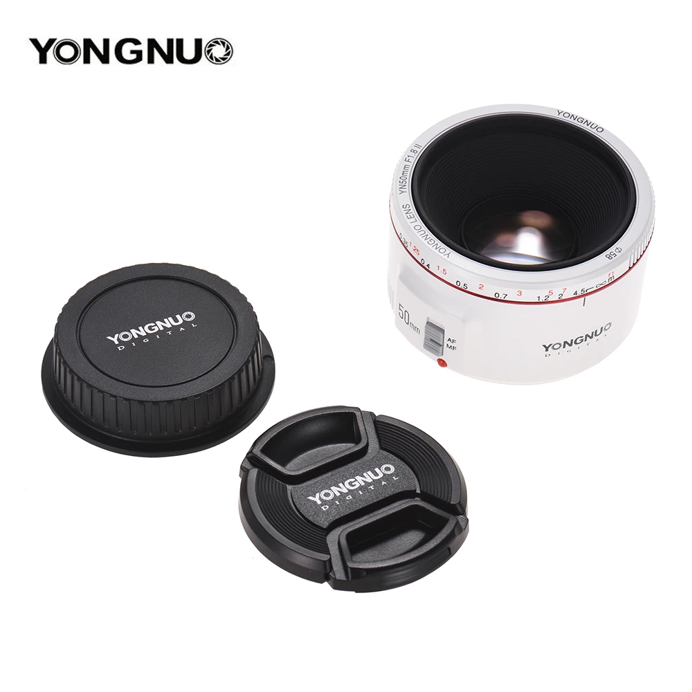 Светодиодная лампа для видеосъемки YONGNUO YN50mm F1.8 II Стандартный объектив с фиксированным фокусным расстоянием большой апертурой Автофокус 0,35 ближайший фокусное Длина для цифровой однообъективной зеркальной камеры Canon EOS 5DII 5diii 5DS 5DSR