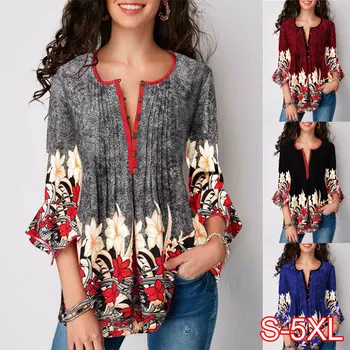 

2020 New Summer Women Print Short Sleeve Blouses Shirts For Women Casual Loose Ladies Tops Female Blouse Plus Size Clothing 5XL