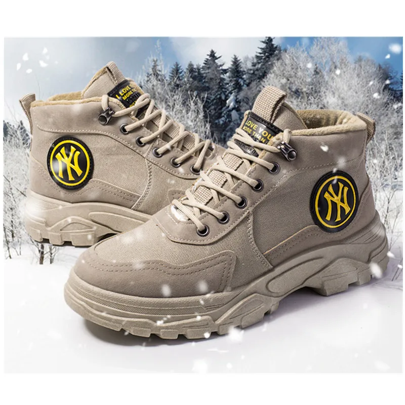 Men's Snow Boots Autumn And Winter Plus Velvet Warm Cotton High To Help Leisure Sports Shoes Leather British Retro Work | Обувь