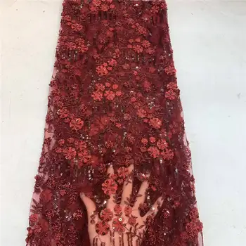 

New Design Laser Bead Embroidery Nigeria Lace Fabric African Lace Fabric High Quality Tulle Net French Lace Wedding Fabric