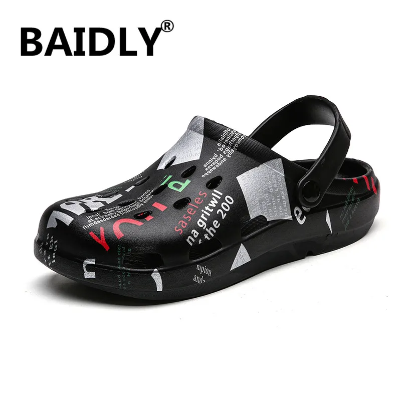

Garden Shoes Men Sandals PVC Summer Hole Shoes Men Beach Casual Outdoor Shoes Men Flat Slippers Zapatos De Hombre