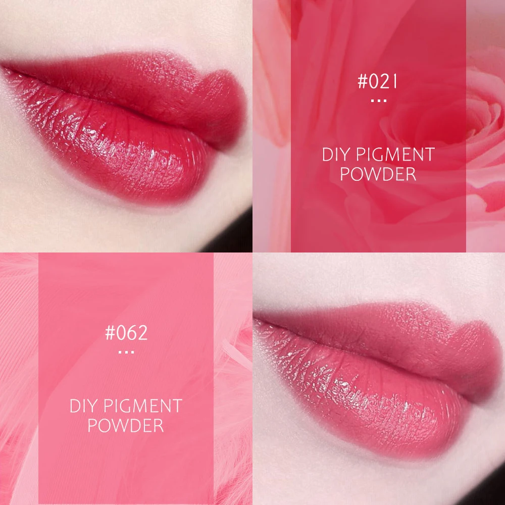 Pó colorido do pigmento do batom, Lip Gloss Powder, DIY Lipgloss Material, maquiagem de lábios de longa duração, 8 cores