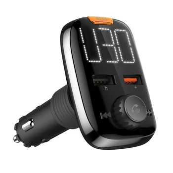 ハンズフリー車のbluetooth fmトランスミッターusb急速充電器3.0 bluetooth 5.0 fm変調器Mp3プレーヤー低音ステレオ音楽