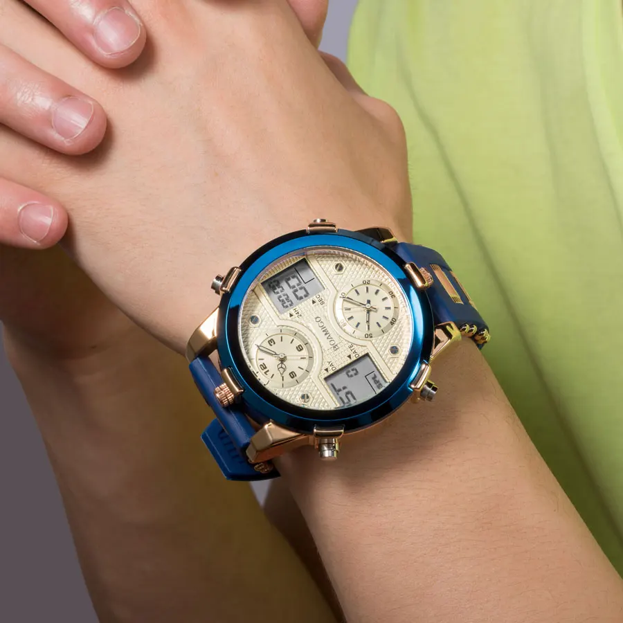 BOAMIGO Мужские кварцевые светодиодный цифровые 3 мужские часы, наручные часы Топ Роскошные, спортивные и фирменные часы мужские золотые военные наручные часы мужские