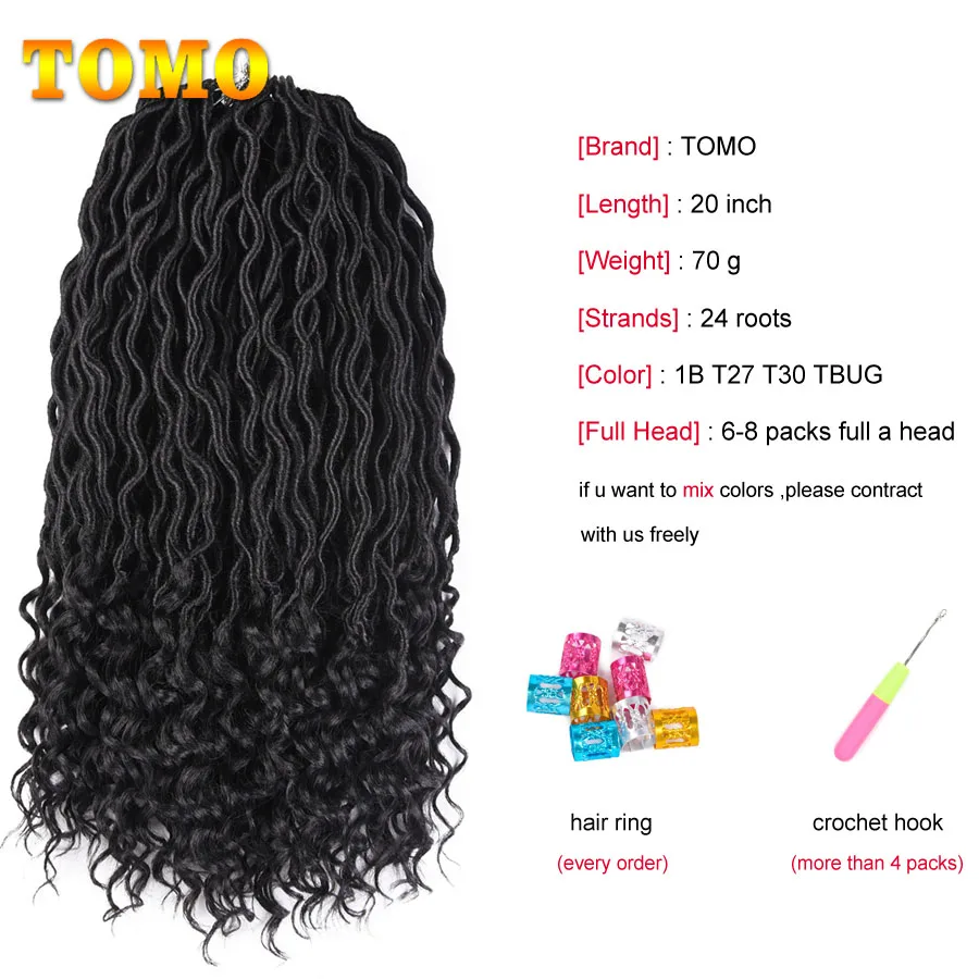 TOMO 20 Inch Goddess Faux Locs Crochet Hair Extensions Synthetic Soft Locs with Curly Ends Wavy Faux Locs Braiding Hair 24 Roots TOMO 20 Inch Goddess Faux Locs Crochet Hair Extensions Synthetic Soft Locs with Curly Ends Wavy Faux Locs Braiding Hair 24 Roots
