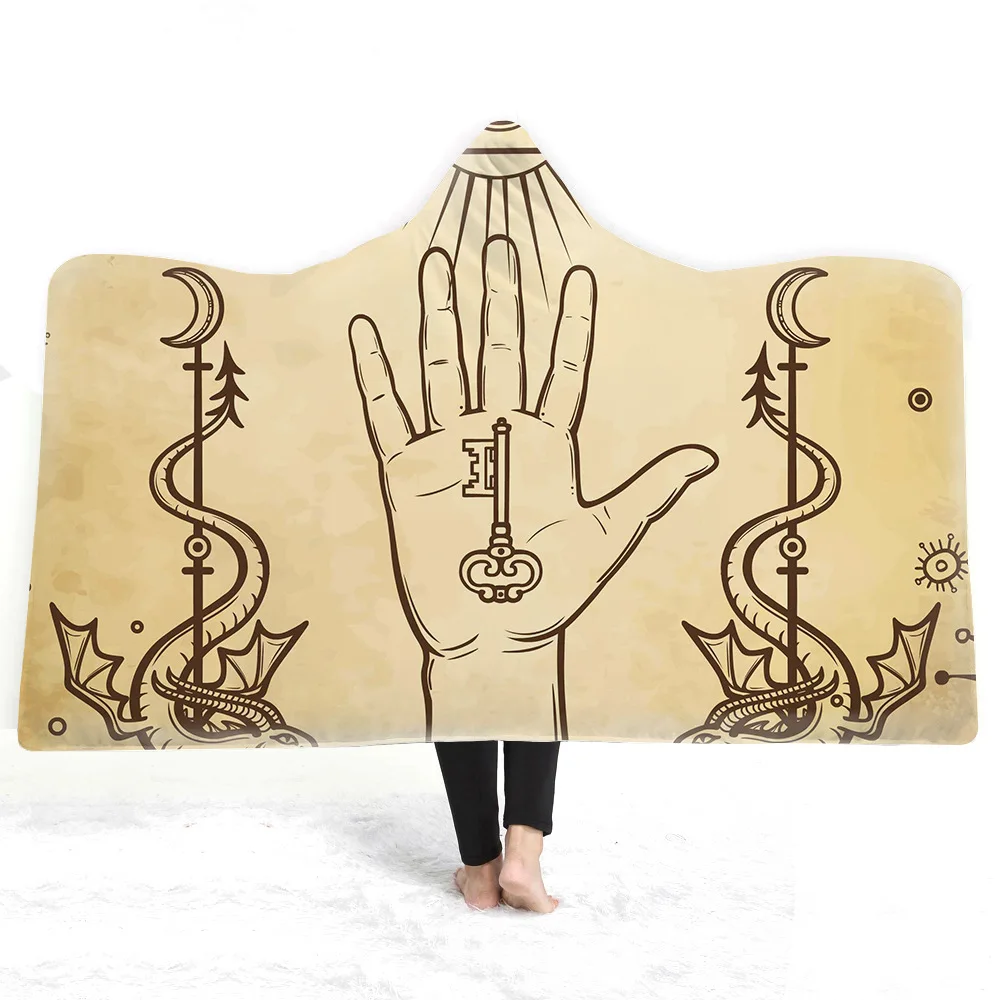 

Cross Border Winter Europe And America Hat Blanket Thick Double Layer Cloak Plush 3D Digital Printing Wholesale Processing