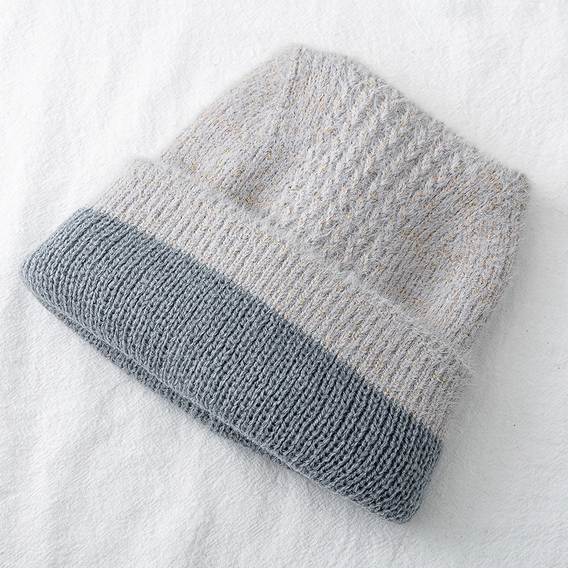 New Women Cute Cat Ear Winter Hat Double-layer Rabbit Fur Hat Stylish Soft Beanie Hat For Women Warm Grils Knitted Cap