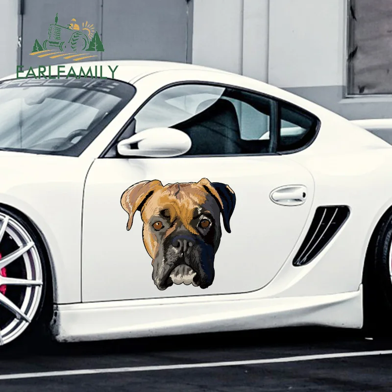 EARLFAMILY 43cm x 42cm For Boxer Dog Car Stickers Vinyl Material Decal