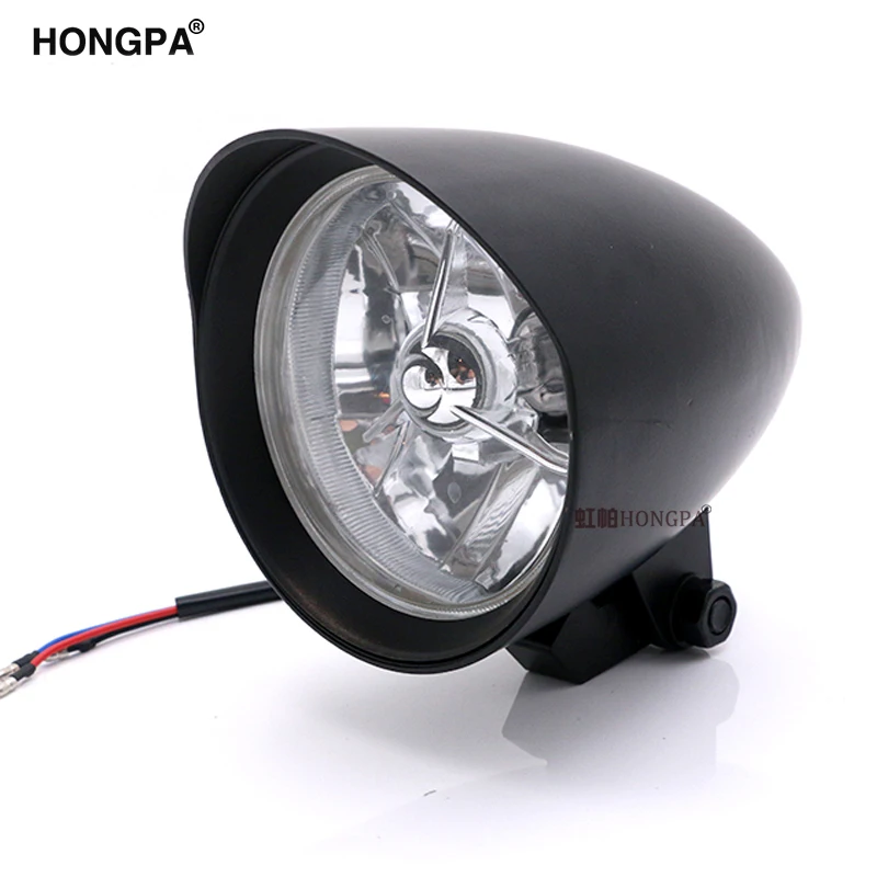 Хромированная передняя фара для мотоцикла H4 12V 60/55W с высоким и низким светом для Harley Кафе Racer Chopper Sportster с нижним креплением