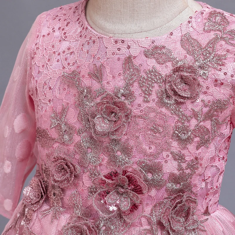 Г. Зимнее платье с длинными рукавами и цветочным узором для девочек элегантные вечерние платья для девочек, одежда для свадьбы платье принцессы для детей от 10 до 12 лет