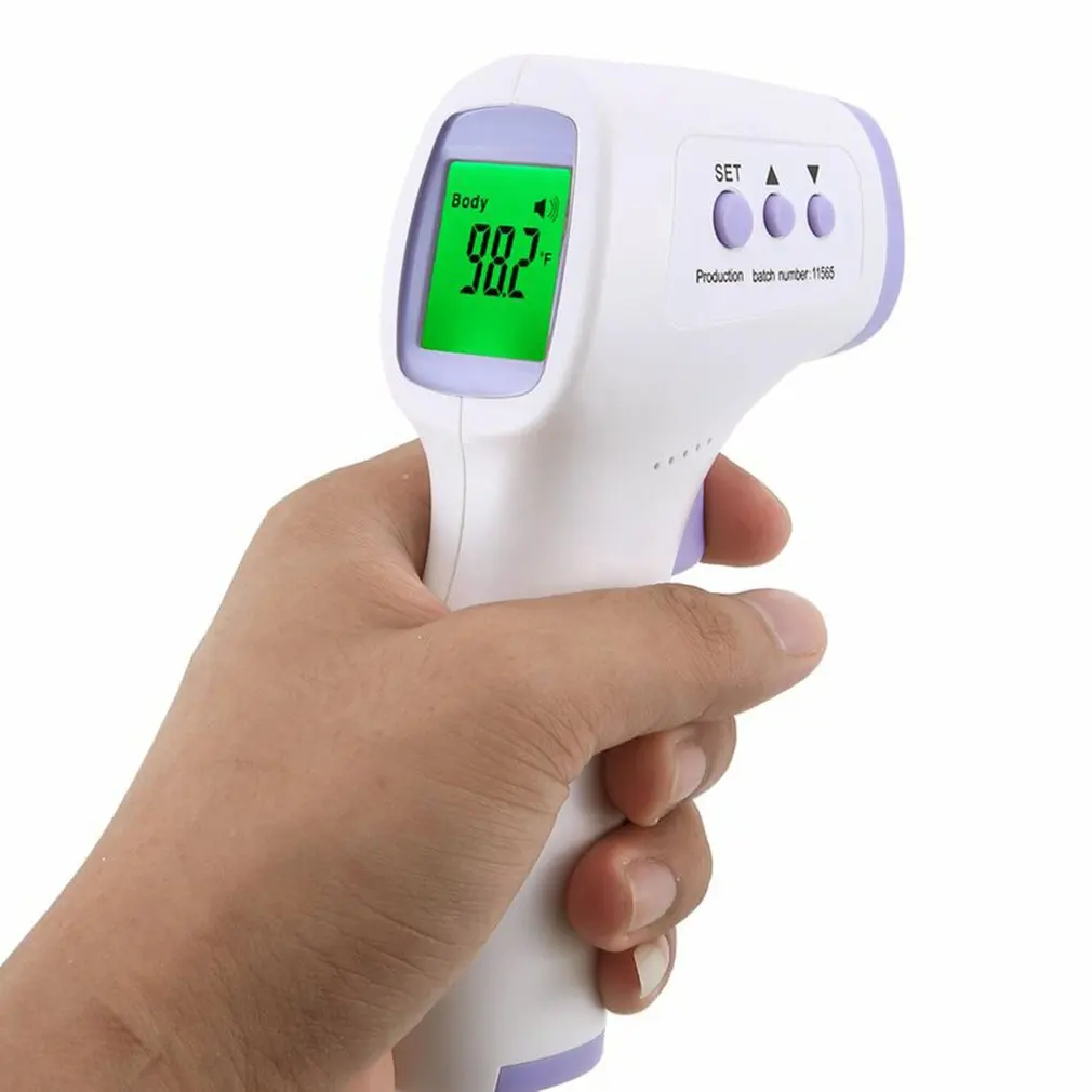 Sem contato infravermelho testa termômetro handheld temperatura corporal alta medição tricolor backlight