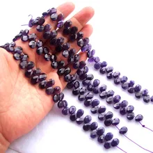 Натуральный Аметист граненый плоские бусины в форме капли насыпью для самостоятельного изготовления ювелирных изделий браслет, ожерелье, серьги