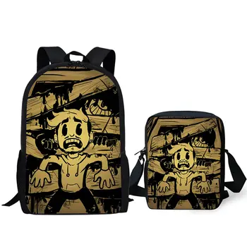 

Kids 2PCs Set Backpacks Bendy and the Ink Machine School Book Bags Fashion Toddler Backpack/Messenger Bag