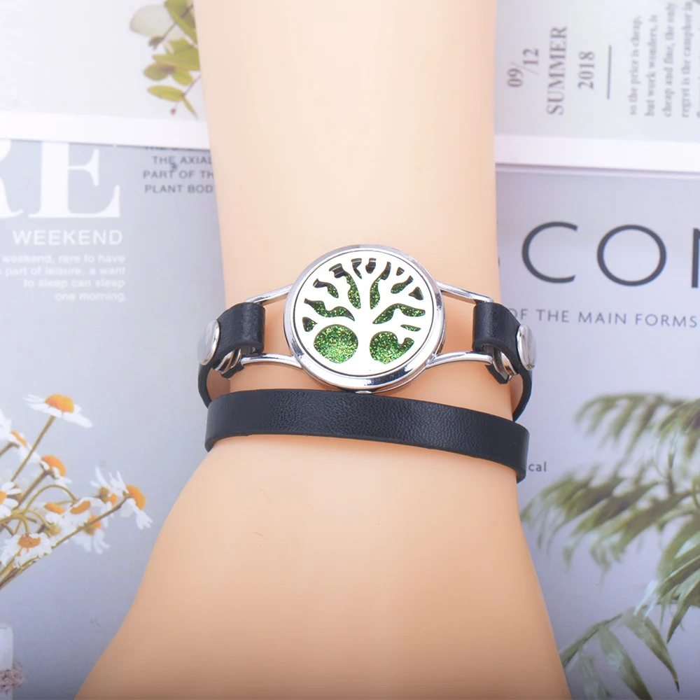 

New Multi-layer Genuine Leather Bracelet Aromatherapy Bracelet stainless steel Aroma lockets Essential Oil Diffuser Bracelets