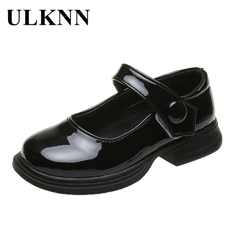 ULKNN Girls leather shoes stage princess shoes performance children's soft bottom non-slip solid color fashion cute