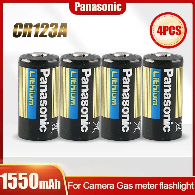 4PCS Original Panasonic CR123A 3V Lithium Battery CR123 123A CR17345 16340 Button Cell For Dry Primary Camera Flashlight | Электроника