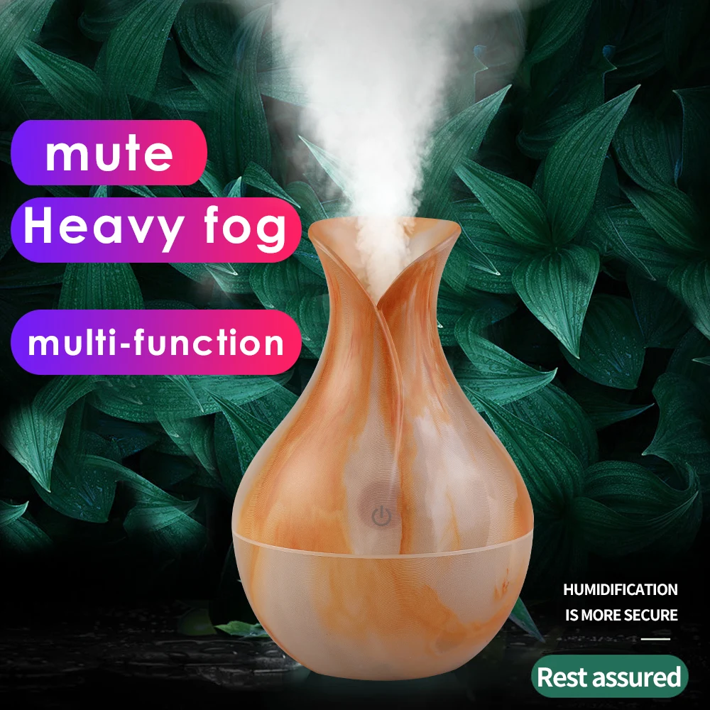  Air Humidifier Wood Mini Ultrasonic Diffuser Air Purifier Essential Oil Aroma Diffuser LED Light Ni