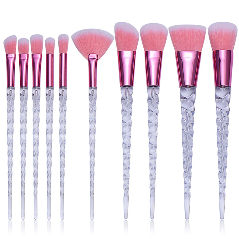 Light Pink 10 шт. набор кистей для макияжа Maquiagem основа для макияжа Пудра Косметические румяна тени для век бровей кисти для женщин Красота Блеск Макияж инструменты - Handle Color: Light Pink