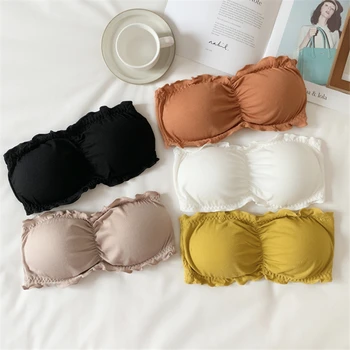 

5 Colors Girls Strapless Bra Women's Stretchy Wrap Tube Top Bandeau Cropped Tanks Intimates Tops For Female 2020 Summer