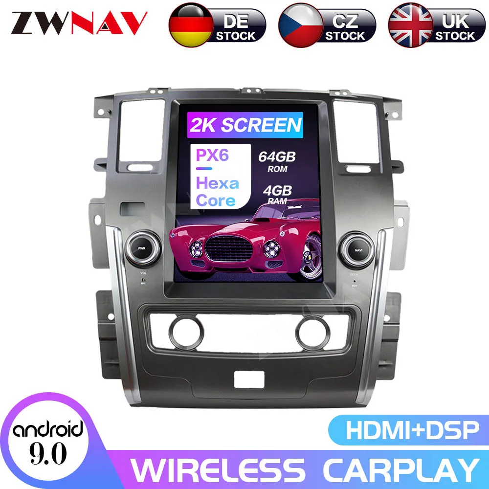 

PX6 DSP Android 9 4GB Tesla Style Car GPS Navigation For NISSAN PATROL 2010+ Autoradio Head Unit Multimedia Player Tape Recorder