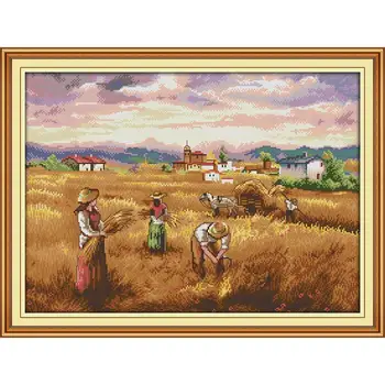 

Autumn Harvest Pattern Printing Cross Stitch Kit Organic Cotton Thread 11CT14CT Manual Embroidery Needlework Set Home Decoration