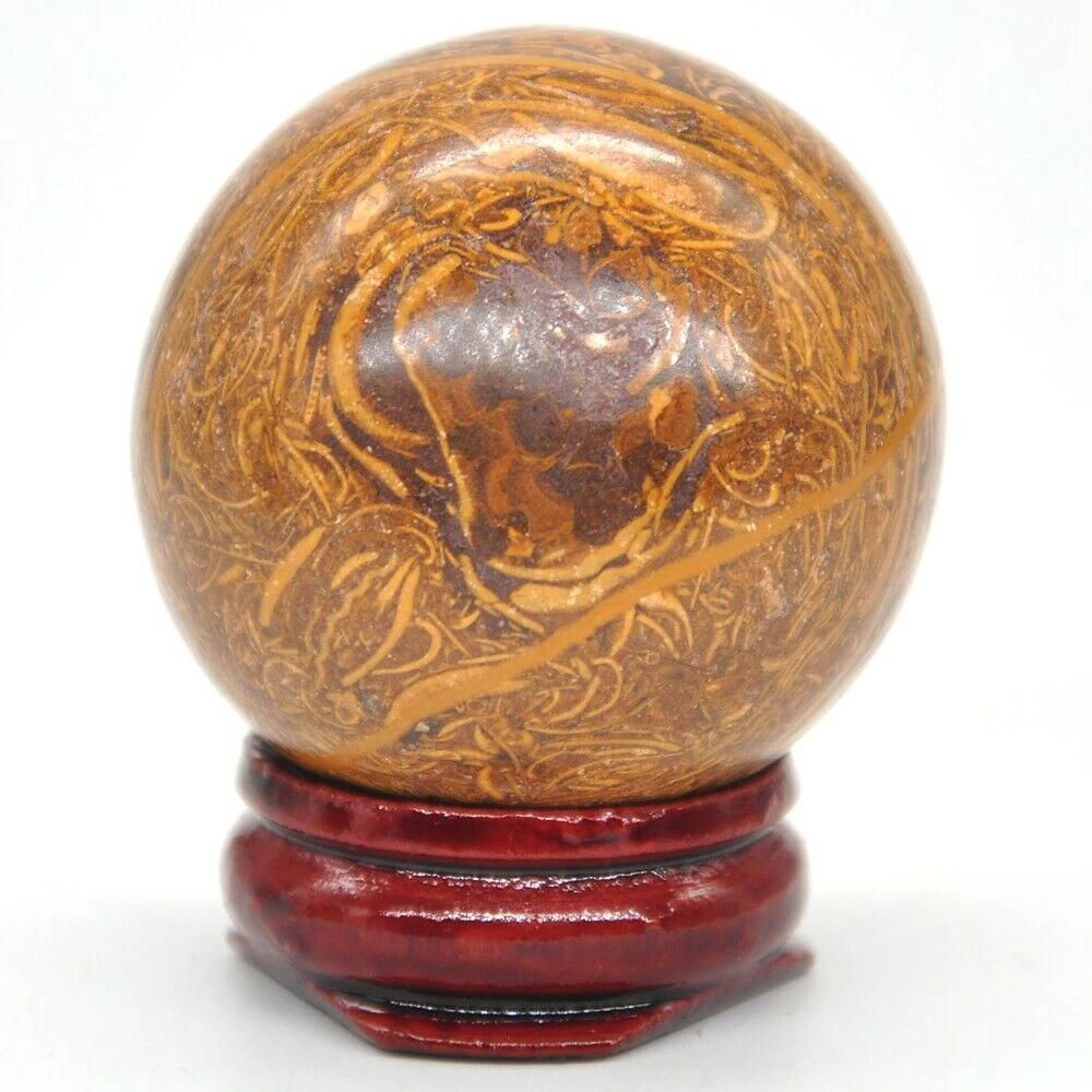 40mm Fossil Elephant Skin Jasper Quartz Crystal Shpere Healing Reiki Gemstone Massage Ball Trinket Natural Stone Decoration