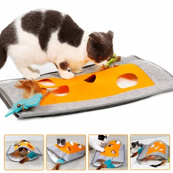 

Cat Toy Velvet Cat Sleeping Bag Funny Hide Seek Cats Tunnel Nest with Ringing Paper Kitty Warm Nest with Feather Bell Cats Toys