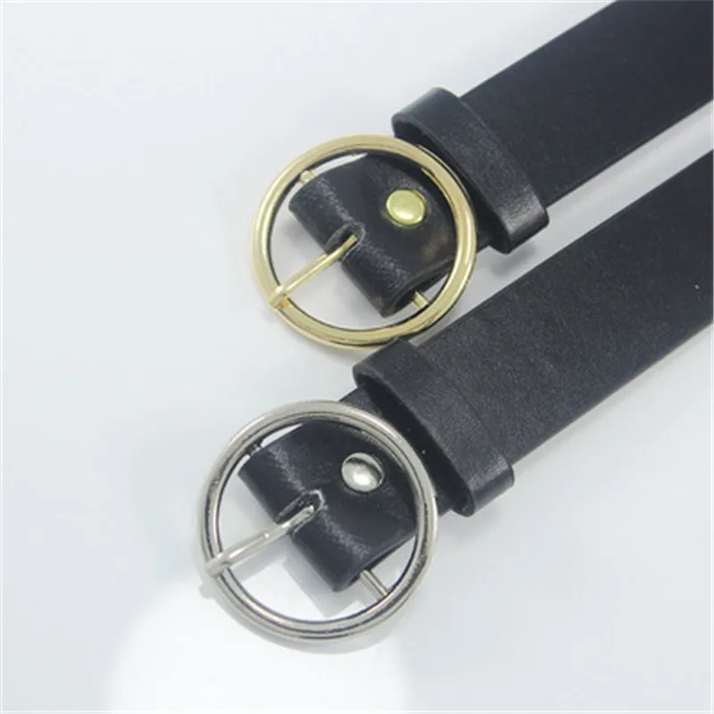 Ремень женский из искусственной кожи с круглой пряжкой Универсальный Пояс для