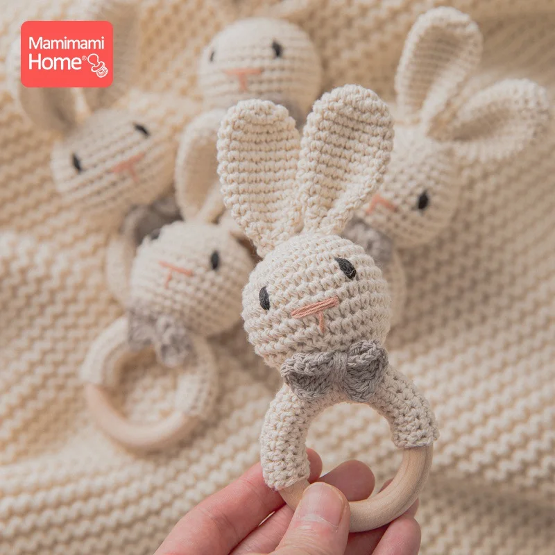 Baby Wooden Teether Crochet Giraffe Rattle Toy BPA Free Wood Rodent Rattle Baby Mobile Gym Educational Toys 1Pc teething toys baby teething toys
