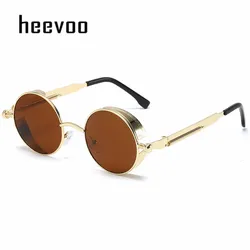 Vintage Steampunk Round Metal Sunglasses - High Quality Fashion Designer Eyewear (1 pcs)