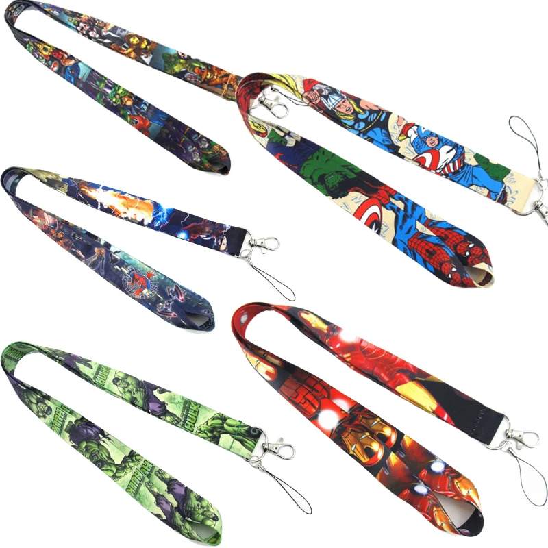 

Marvel Avengers Endgame super hero Action Figure Anime Iron Man Spiderman Hulk Polyester Lanyard Key Phone Neck Strap Gifts Toys