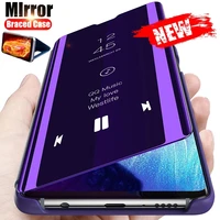 Telefoon Case Voor Iphone 5 5S Se 6 7 8 2020 Plus Xs X Xr 11 12 13 Mini pro Max Anti Vallen Intelligente Spiegel Flip Met Beugel Cover