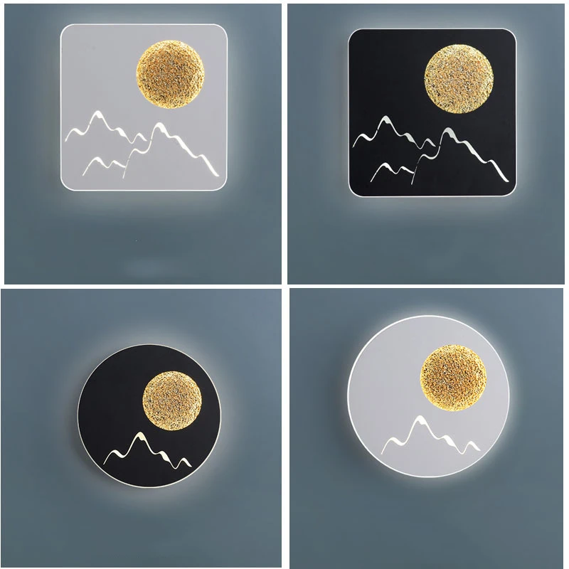 

Postmodern LED Wall Moon Lamp White Black Gray Square Round Aluminium Bedroom Bedside Wall Light Stair Kitchen Corridor Fixture