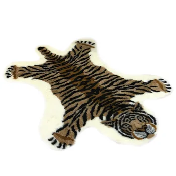 

Decorative Animal Print Living Room Multi-Purpose Gift Simulation Home Lightweight Rug Floor Mat Washable Tiger Shape Soft