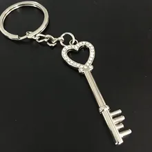 Creative Environmentally Friendly Zinc Alloy Heart Key Diamond Set Top Grade Valentine's Day Gift Keychain-DIY Logo